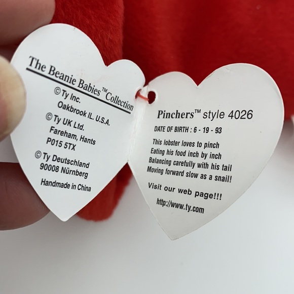 TY BEANIE BABIES COLLECTION PINCHERS Red Lobster set of 2 w tags 1993 style 4026 - Picture 10 of 15